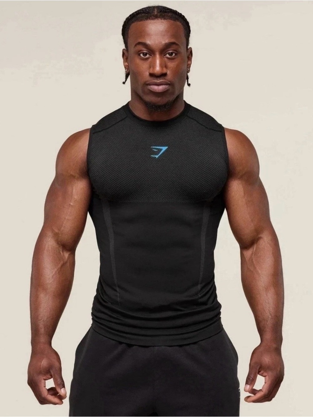 Gymshark Onyx v5 5.0 Seamless Tank Blue/Grey Size Small